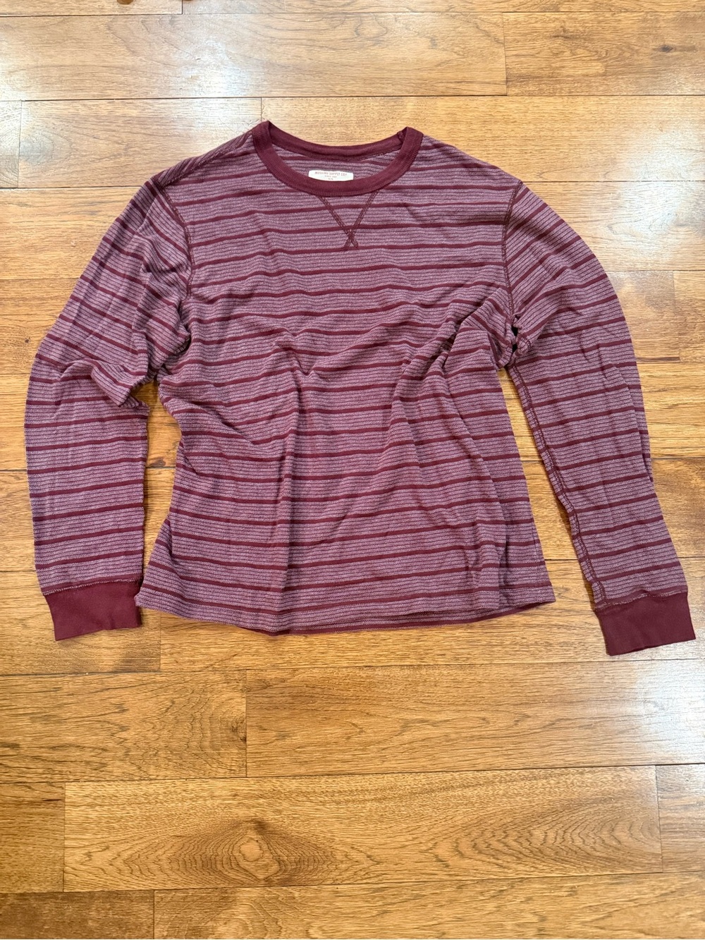 Mossimo Long-Sleeve Striped Crewneck Top - Burgundy